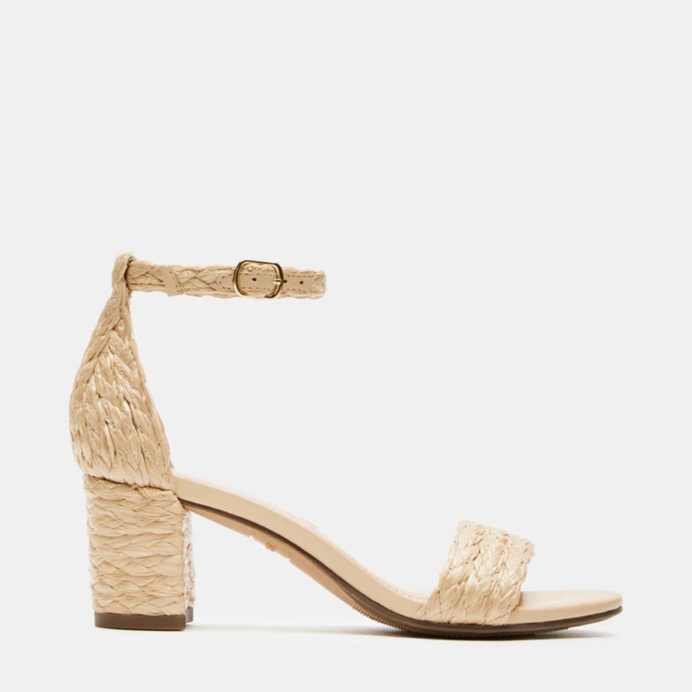 steve madden raffia sandals 8 woven heel 7 beach braided - Picture 3 of 5